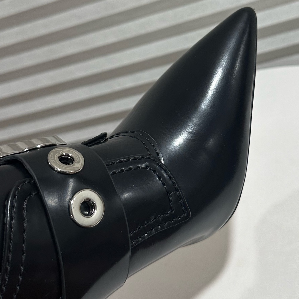 🌹LARROUDE🌹 Stewart Bootie In Black Leather Size: 6.5 - Picture 12 of 14